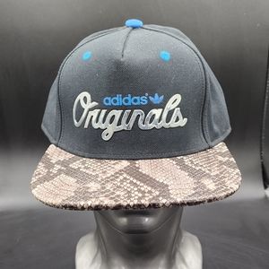 Adidas Originals Hat Crocodile Skin Metal Logo Snapback Black Blue